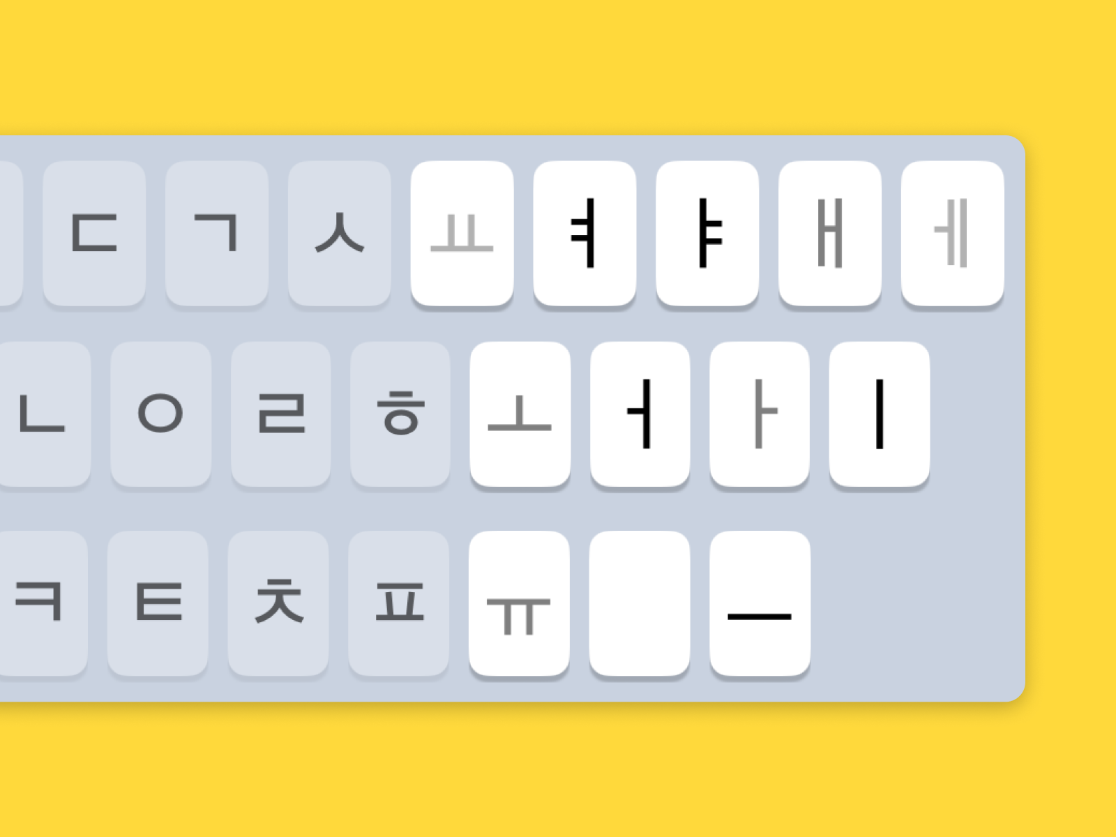覚えたキーが薄くなっていく画面