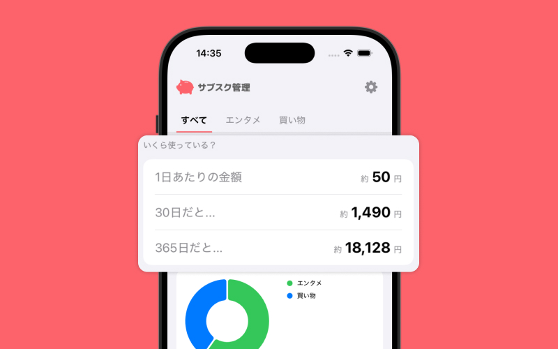 サブスク管理のアプリ画面イメージ